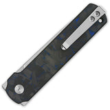 QSP Knife Lark Linerlock Blue & Black Carbon Fiber Folding 14C28N Knife 144E