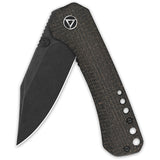 QSP Knife Kestrel Linerlock Brown Micarta Folding Black 14C28N Knife 145A2