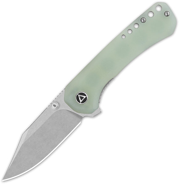 QSP Knife Kestrel Linerlock Jade G10 Folding 14C28N Clip Pt Pocket Knife 145B1