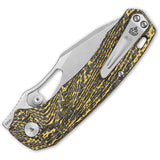 QSP Knife Hornbill Linerlock Gold Carbon Fiber Folding S35VN Pocket Knife 146A1