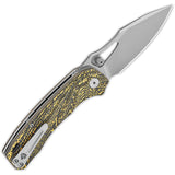QSP Knife Hornbill Linerlock Gold Carbon Fiber Folding S35VN Pocket Knife 146A1