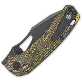 QSP Knife Hornbill Linerlock Gold Carbon Fiber Folding Black S35VN Knife 146A2