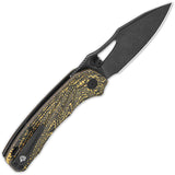 QSP Knife Hornbill Linerlock Gold Carbon Fiber Folding Black S35VN Knife 146A2