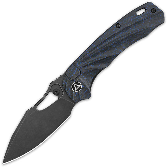 QSP Knife Hornbill Linerlock Blue Carbon Fiber Folding Black S35VN Knife 146B2