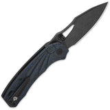 QSP Knife Hornbill Linerlock Blue Carbon Fiber Folding Black S35VN Knife 146B2