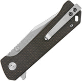 QSP Knife Grebe Button Lock Brown Micarta Folding 14C28N Clip Point Pocket Knife 147A1