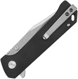 QSP Knife Grebe Button Lock Black G10 Folding SW 14C28N Clip Point Pocket Knife 147C1