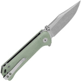 QSP Knife Grebe Button Lock Jade G10 Folding 14C28N Clip Point Pocket Knife 147D1