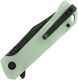QSP Knife Grebe Button Lock Jade G10 Folding Black 14C28N Clip Point Pocket Knife 147D2