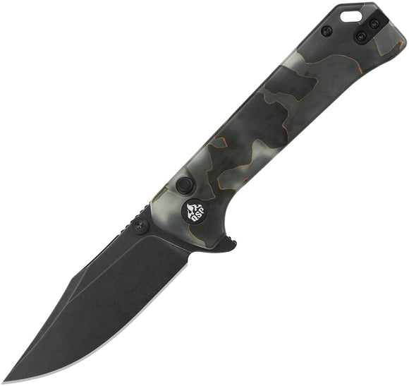 QSP Knife Grebe Button Lock Glow In The Dark Raffir Resin Folding S35VN Clip Pt Knife 147E2