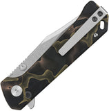 QSP Knife Grebe Button Lock Noble Raffir Resin Folding S35VN Clip Pt Pocket Knife 147F1