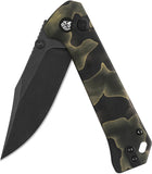 QSP Knife Grebe Button Lock Noble Raffir Resin Folding Black S35VN Clip Pt Pocket Knife 147F2