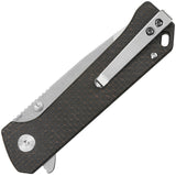 QSP Knife Grebe T Button Lock Brown Micarta Folding 14C28N Tanto Pocket Knife 148A1