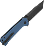 QSP Knife Grebe T Button Lock Blue Micarta Folding Black 14C28N Tanto Pocket Knife 148B2