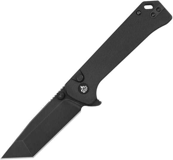 QSP Knife Grebe T Button Lock Black G10 Folding 14C28N Tanto Pocket Knife 148C2