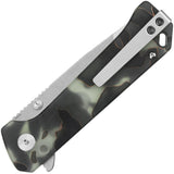 QSP Knife Grebe T Button Lock Glow In The Dark Raffir Resin Folding S35VN Tanto Knife 148E1