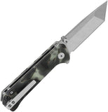 QSP Knife Grebe T Button Lock Glow In The Dark Raffir Resin Folding S35VN Tanto Knife 148E1