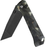QSP Knife Grebe T Button Lock Glow In The Dark Raffir Resin Folding S35VN Tanto Knife 148E2