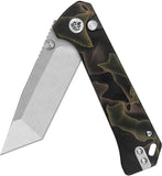 QSP Knife Grebe T Button Lock Noble Raffir Resin Folding S35VN Tanto Pocket Knife 148F1