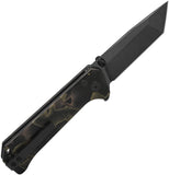QSP Knife Grebe T Button Lock Noble Raffir Resin Folding Black S35VN Tanto Pocket Knife 148F2