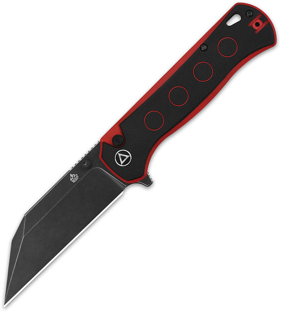 QSP Knife Swordfish Button Lock Black & Red G10 Folding 14C28N Knife 149A2