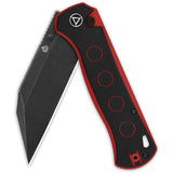 QSP Knife Swordfish Button Lock Black & Red G10 Folding 14C28N Knife 149A2