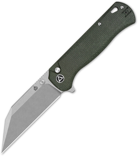 QSP Knife Swordfish Button Lock Green Micarta Folding 14C28N Pocket Knife 149B1
