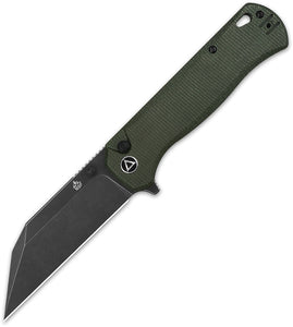 QSP Knife Swordfish Button Lock Green Micarta Folding Black 14C28N Knife 149B2