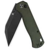 QSP Knife Swordfish Button Lock Green Micarta Folding Black 14C28N Knife 149B2