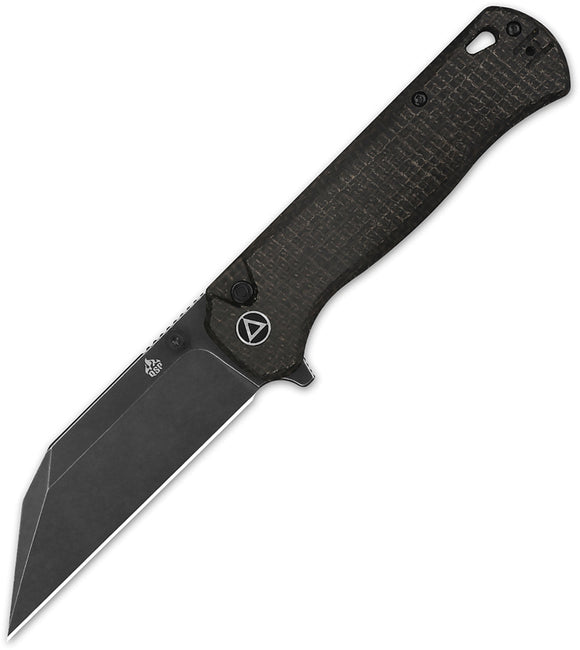 QSP Knife Swordfish Button Lock Brown Micarta Folding Black 14C28N Knife 149C2