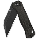 QSP Knife Swordfish Button Lock Brown Micarta Folding Black 14C28N Knife 149C2