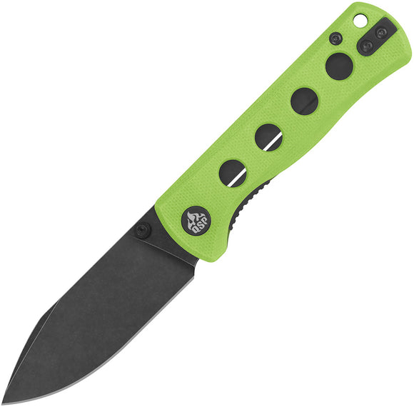 QSP Knife Canary Linerlock Neon Green G10 Folding Black 14C28N Knife 150C2