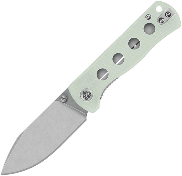 QSP Knife Canary Linerlock Jade G10 Folding Stonewash 14C28N Pocket Knife 150E1