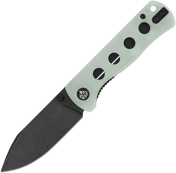 QSP Knife Canary Linerlock Jade G10 Folding Black 14C28N Pocket Knife 150E2