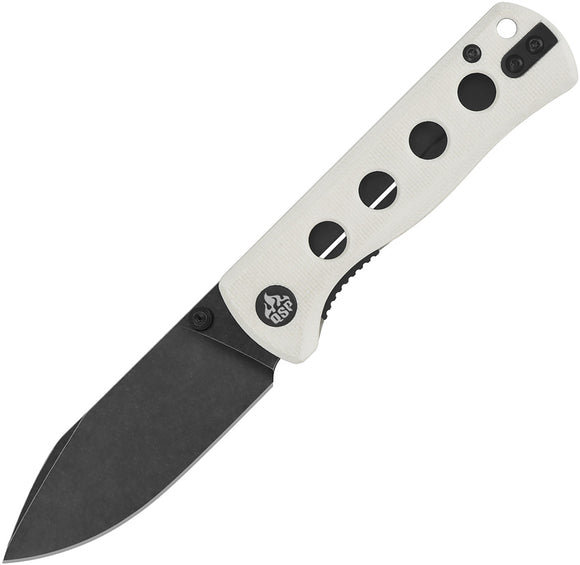 QSP Knife Canary Linerlock White G10 Folding Black 14C28N Pocket Knife 150G2