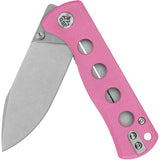QSP Knife Canary Linerlock Pink G10 Folding Stonewash 14C28N Pocket Knife 150H1