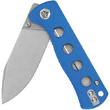 QSP Knife Canary Linerlock Blue G10 Folding Stonewash 14C28N Pocket Knife 150I1