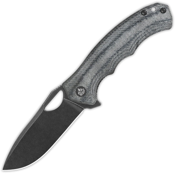 QSP Knife Gorilla Linerlock Denim Micarta Folding Black 14C28N Pocket Knife 153B2