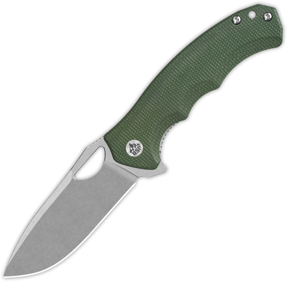 QSP Knife Gorilla Linerlock Green Micarta Folding 14C28N Pocket Knife 153C1