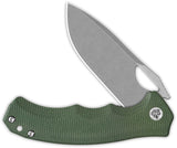 QSP Knife Gorilla Linerlock Green Micarta Folding 14C28N Pocket Knife 153C1