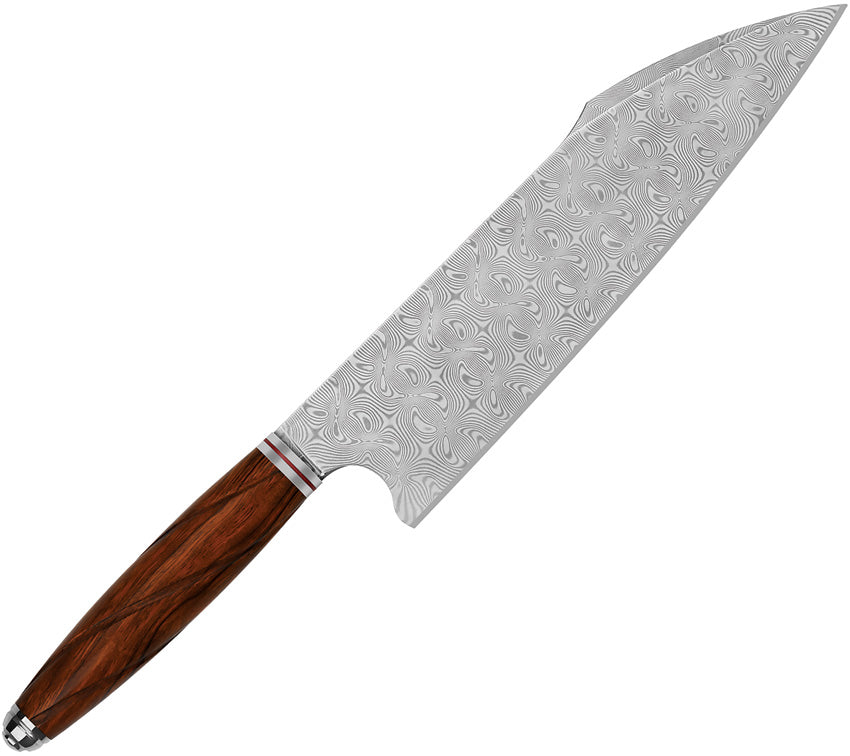 QSP Knife Mulan Series Harpoon Chef's Damascus Fixed Blade Kitchen Kni ...