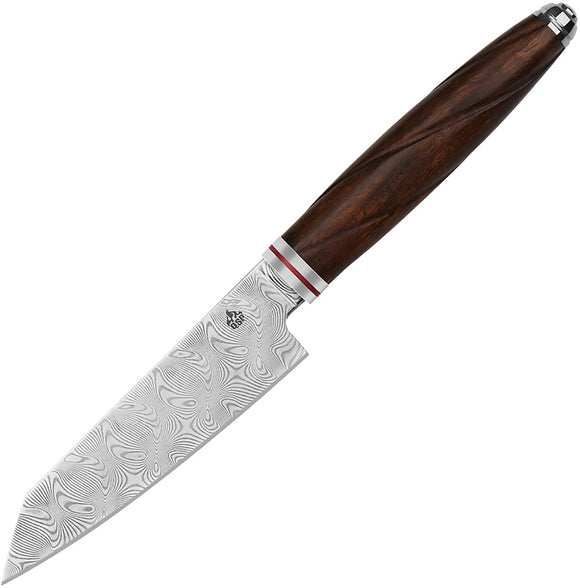 QSP Knife Mulan Series Kritsuke Wood Damascus Fixed Blade Kitchen Knife KK005B