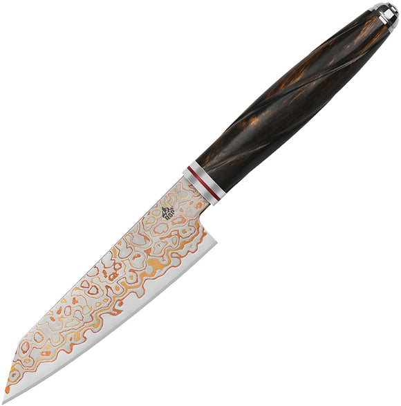QSP Knife Mulan Series Kritsuke Copper Damascus Fixed Blade Kitchen Knife KK005C
