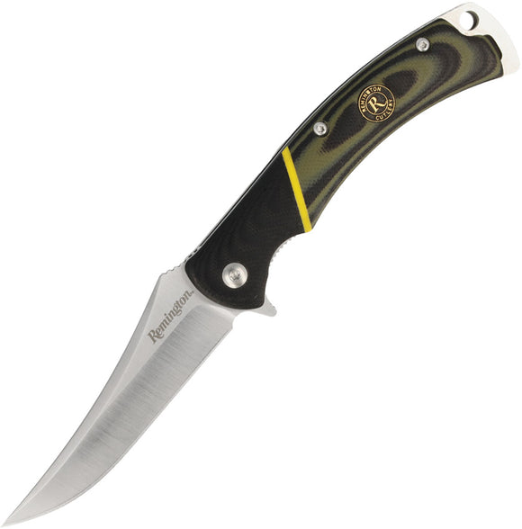 Remington Hunter Black & Green Folding D2 Steel Clip Point Pocket Knife 15632