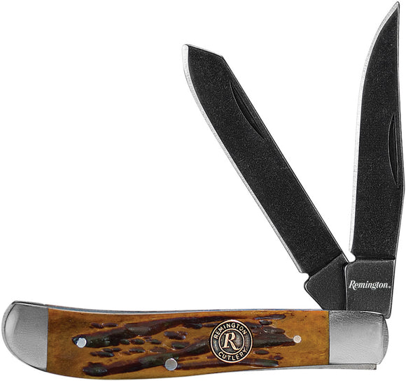 Remington Back Woods Trapper Brown Bone Folding Carbon Steel Pocket Knife 15642