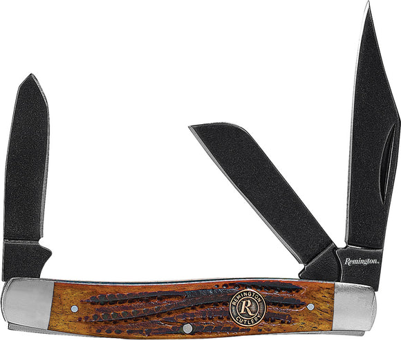 Remington Back Woods Stockman Brown Jigged Folding Pocket Knife 15645