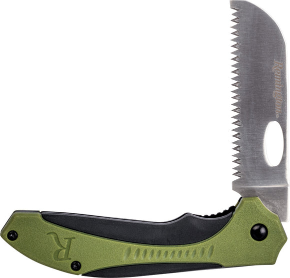Remington Sportsman Saw Linerlock Green & Black Folding Serrated Knife 15673