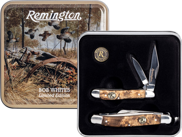 Remington Bob White Gift Set Brown Wood Folding Stainless Pocket Knife 15715