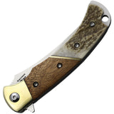 Remington Guide Linerlock Brown Wood Folding Stainless Pocket Knife 15726