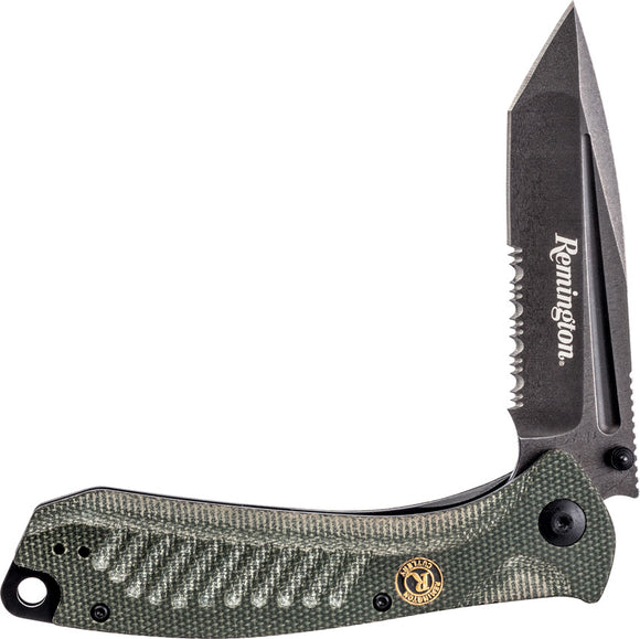 Remington EDC Linerlock Green Micarta Folding Stainless Tanto Pocket Knife 15735